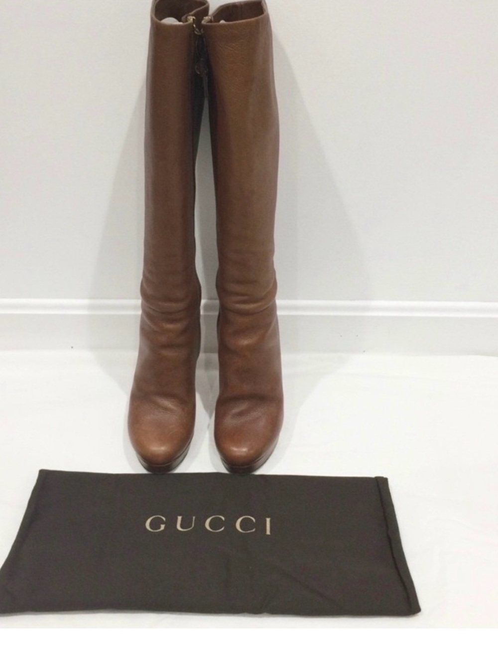 GUCCI tall brown leather boots